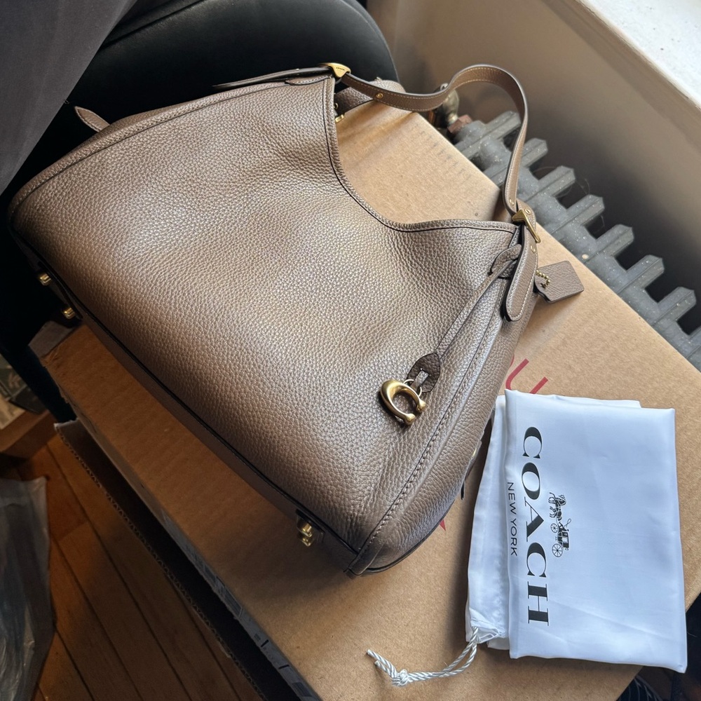 Coach Bella Leather Shoulder Bag - Dark Stone (NWT)